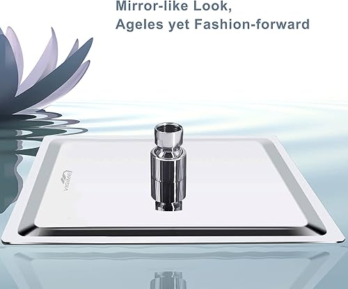 Miniatura 2 de Cabezal de ducha de lluvia de alta presión, cabezal de ducha cuadrado de acero inoxidable S304 de 10 pulgadas, similar a un espejo, fácil de