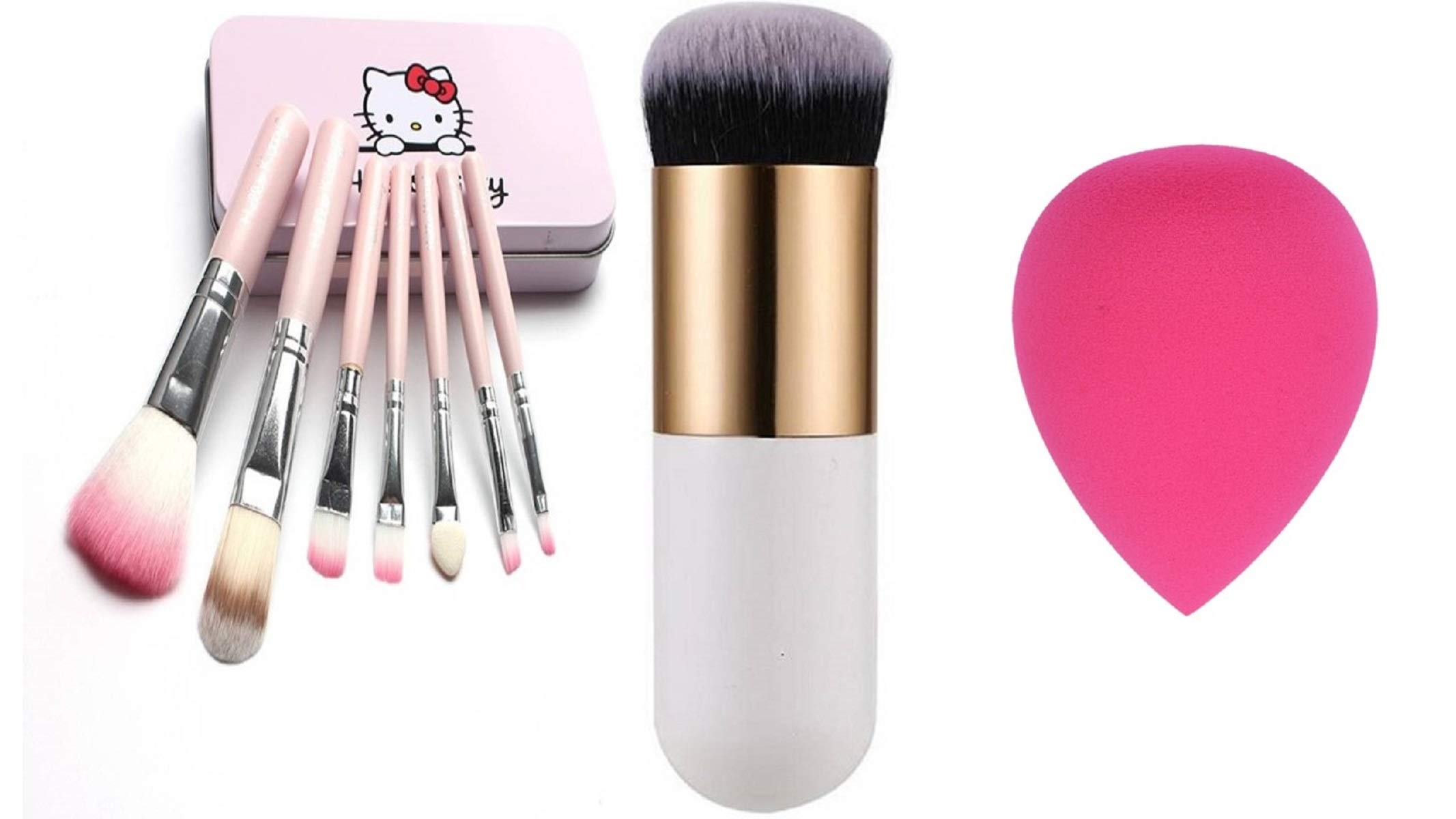 FABify 9‑Piece Mini Makeup Brush & Sponge Set | Travel‑Size Pink Kit with Metal Storage Box, Foundation & Blush Brush, 6 Micro Puff Sponges, Precision Eye Tools | Soft Vegan Bristles, Gift‑Ready