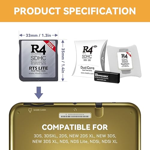Miniatura 2 de Tarjeta R4 de 64 GB, adaptador R4 SDHC, compatible con DSDSiDSL2DS3DS, sin bomba de tiempo, máquina no incluida (dorado)