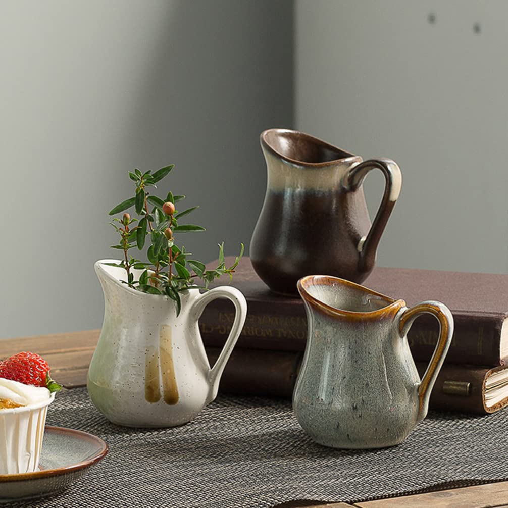 Tazza per Montare Il Latte Piccola brocca per la Panna in Ceramica: 2 Pezzi Mini brocca per la Panna da caffè e Latte Tazza con Manico brocca per servire Il,Colori Assortiti