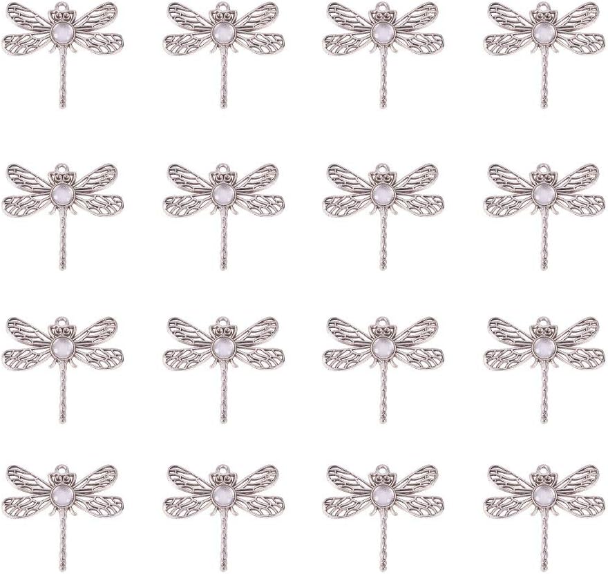 PH PandaHall 125pcs Dragonfly Pendant Trays, 60pcs Animal Cabochon Bezels Tibetan Alloy Blank Bezel Base with 65pcs 8mm Round Glass Cabochon Dome for Bouquet Graduation Photo Charm Jewelry Making - Image 8