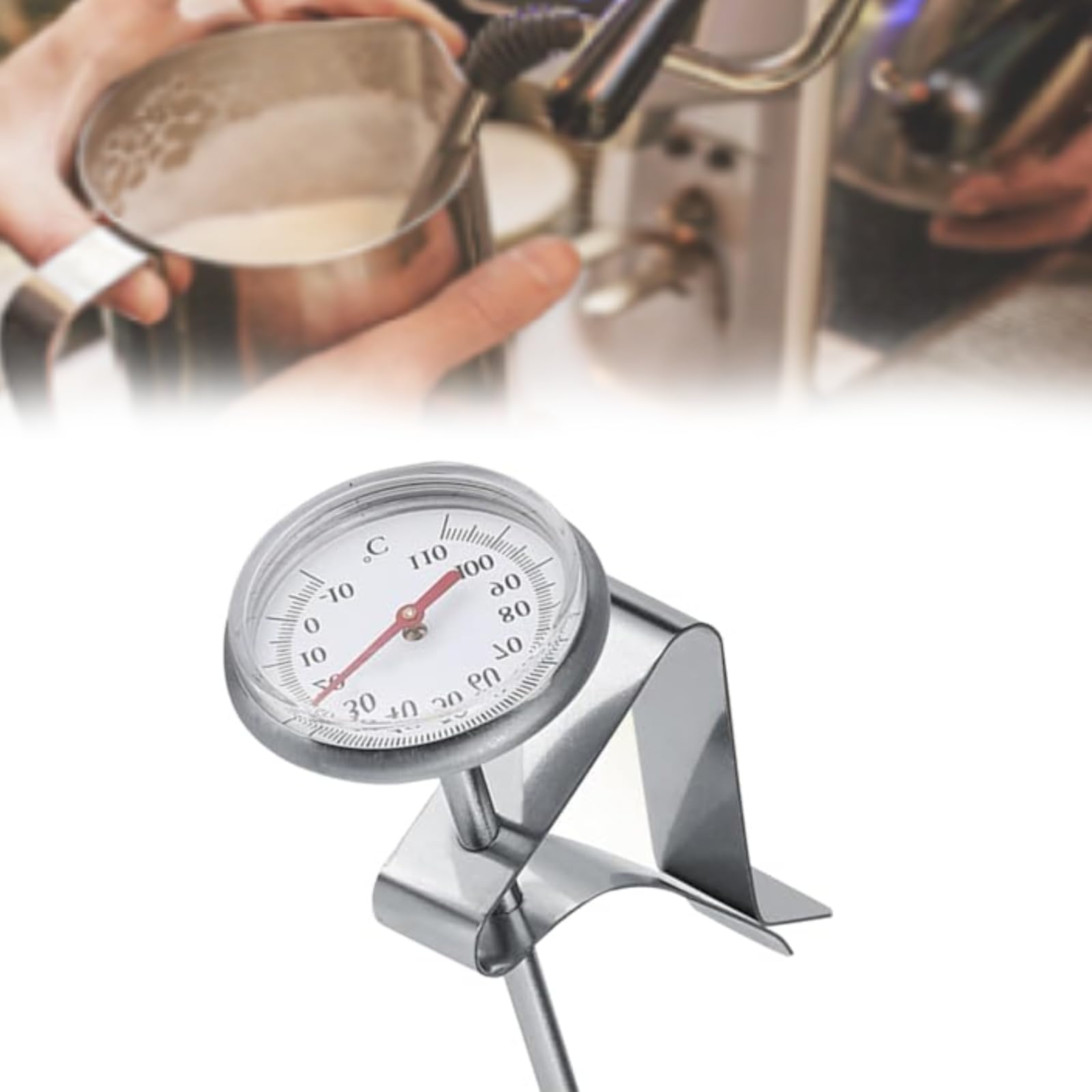 Termometro per Latte, Termometro da Cucina Digitale a Lettura Istantanea -10~110 Termometro per Latte in Acciaio Inox Accessori per Schiuma di Caffè per Vino Latte Olio Acqua