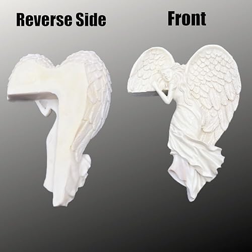 Miniatura 5 de IYHDEATT - Marco de puerta de ángel, 2 piezas, escultura de ala de ángel, decoración de pared de alas de ángel de resina con forma de corazón en tu