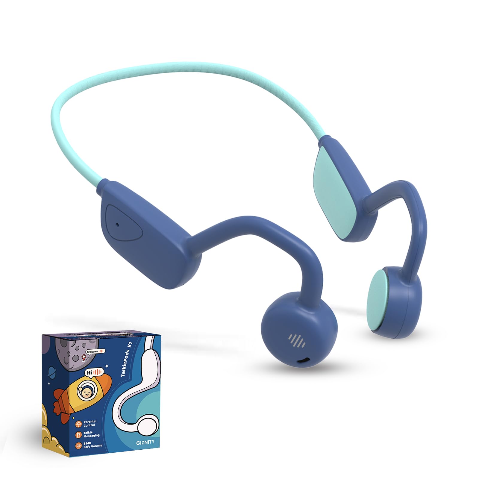 Auriculares Bluetooth para niños, conducción de aire, micrófono/táctil, límite de 85 dB, control parental, audio claro, ligeros, resistentes y duraderos, IP54/20H, auriculares para escuela