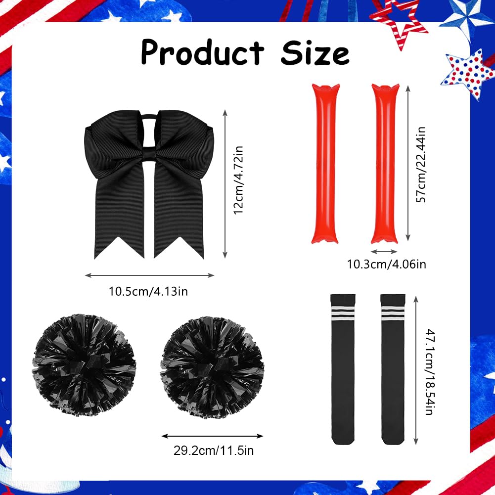 AYBUY Cheerleader Costume Accessories, Cheerleader Uniform Accessories with Pompoms Socks Headband and Cheering Sticks - Image 2