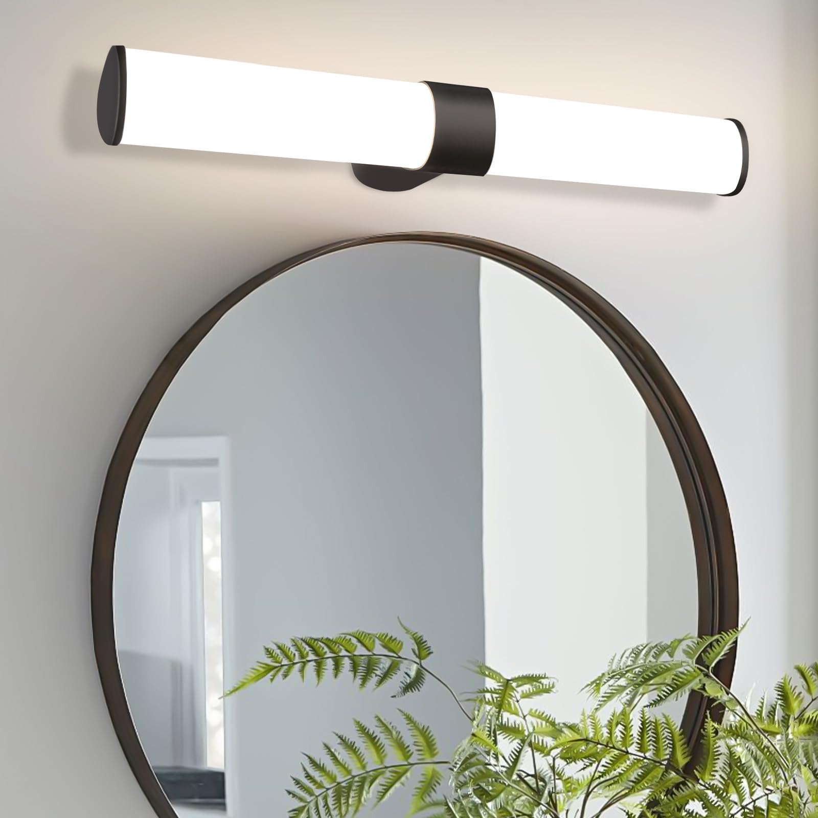 Lampe Miroir Salle De Bain LED 60cm - IP44 Étanche - Noir - 4000K Lumière Neutre