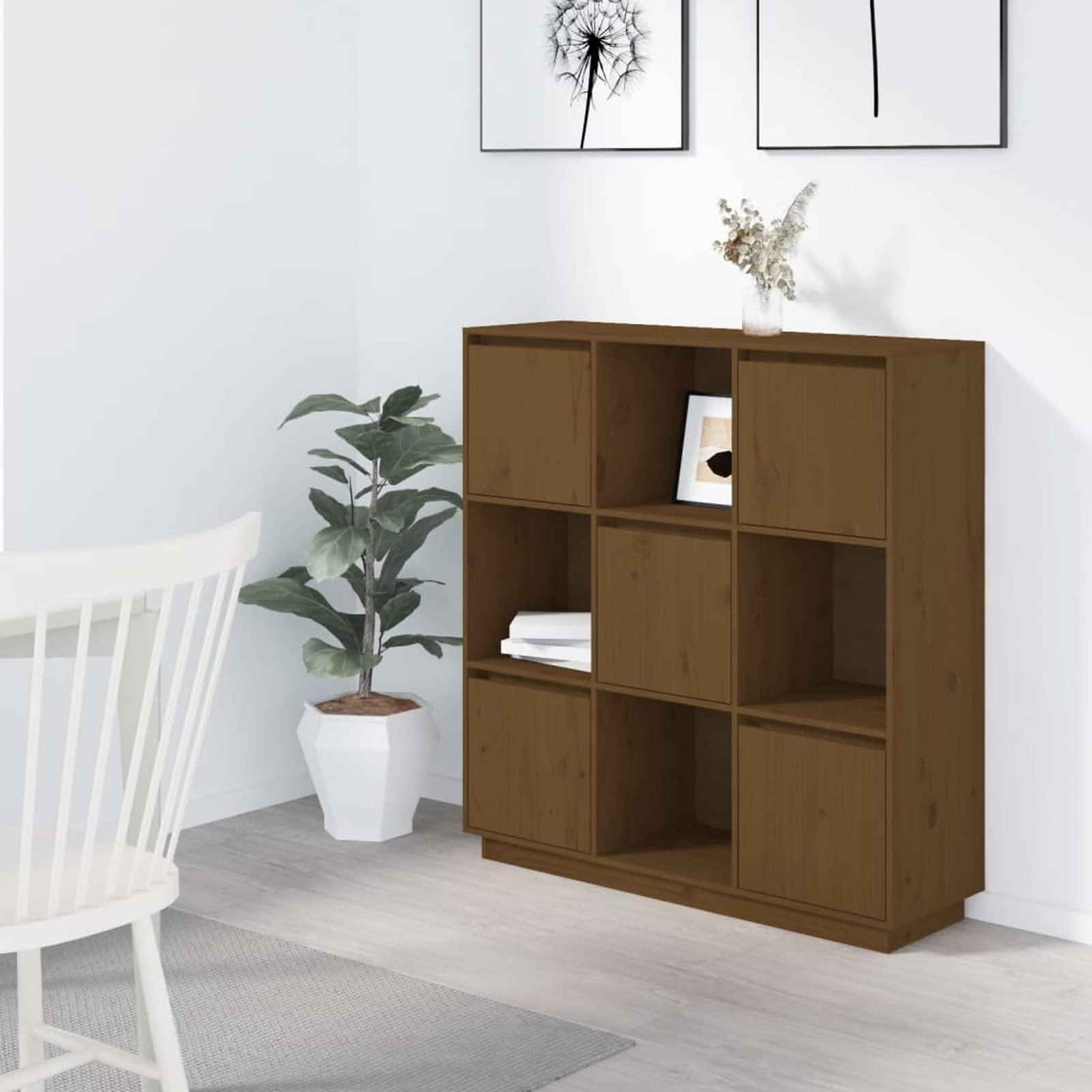 Aparador Alto de Madera Maciza de Pino - Estilo Moderno y Espacioso para Decoración de Interiores