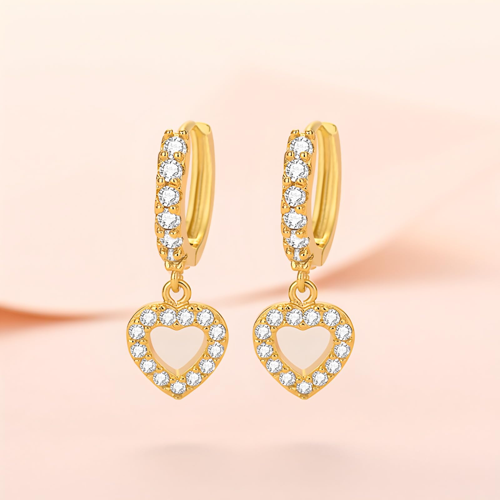 3 Paia Orecchini a Cerchio con Cuore Pendenti Argento Sterling 925 Orecchini Oro Cuore da Donna Piccoli Orecchino in Oro per Donna Ragazze con Scatola