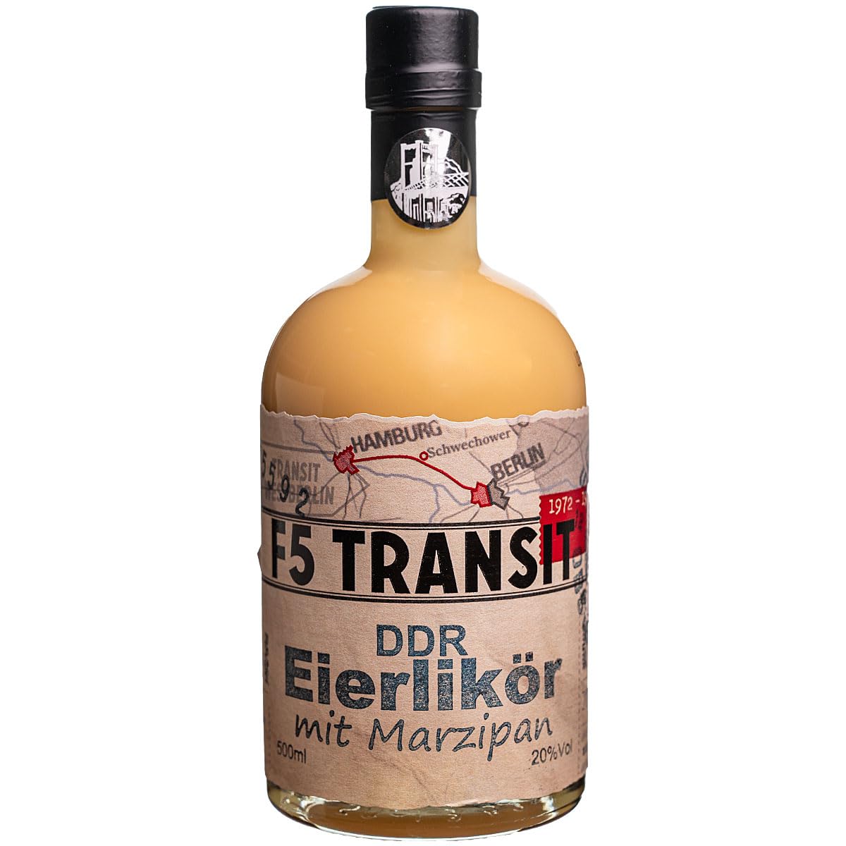 DDR Eierlikör mit Marzipan 0.5l (20% Vol) No. 5592 - DDR Edition | F5 Transit | Eierlikör nach DDR-Rezept | Schwechower Brennerei (1229)
