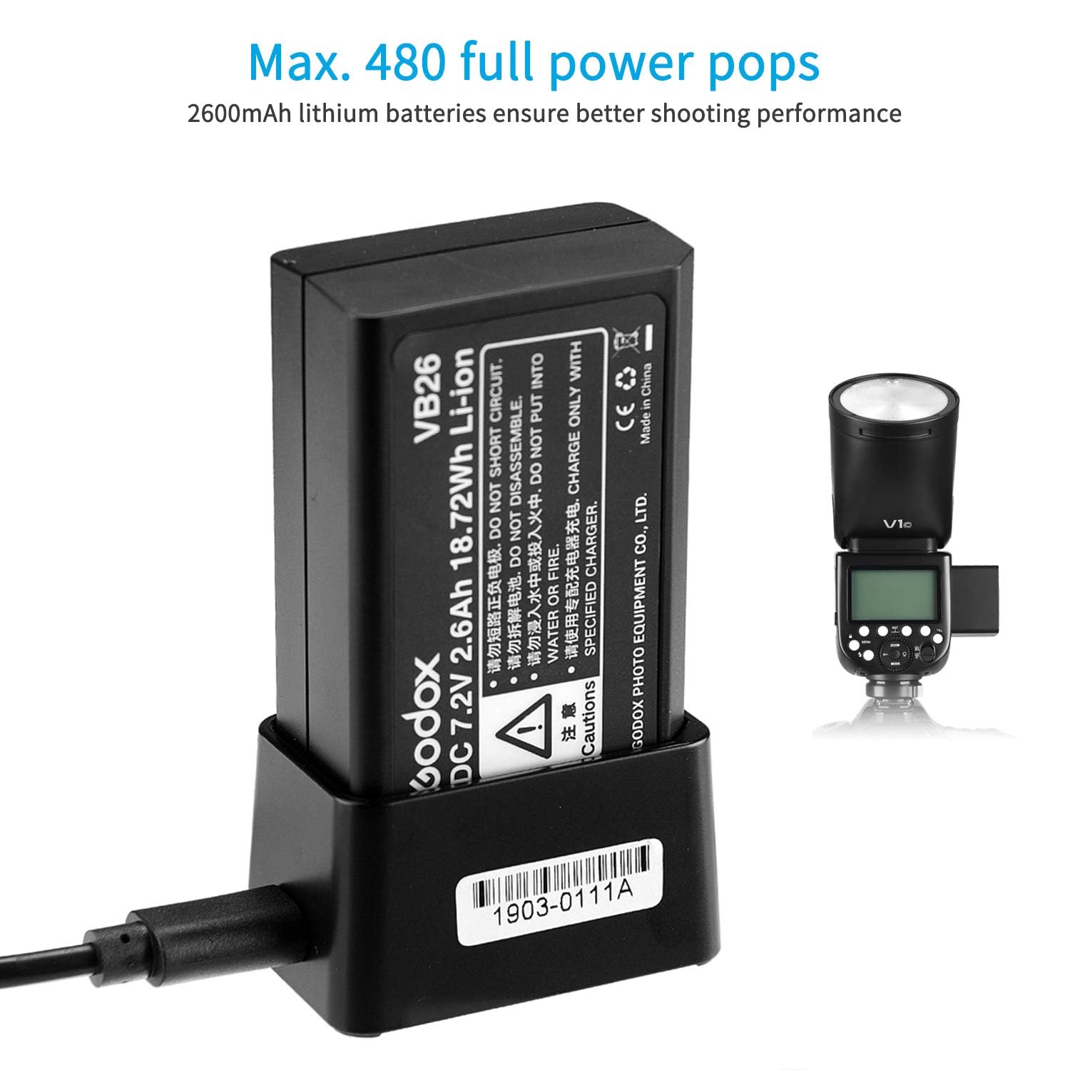 Godox V1-C Flash Speedlite de Câmera com Cabeça Redonda, Flash