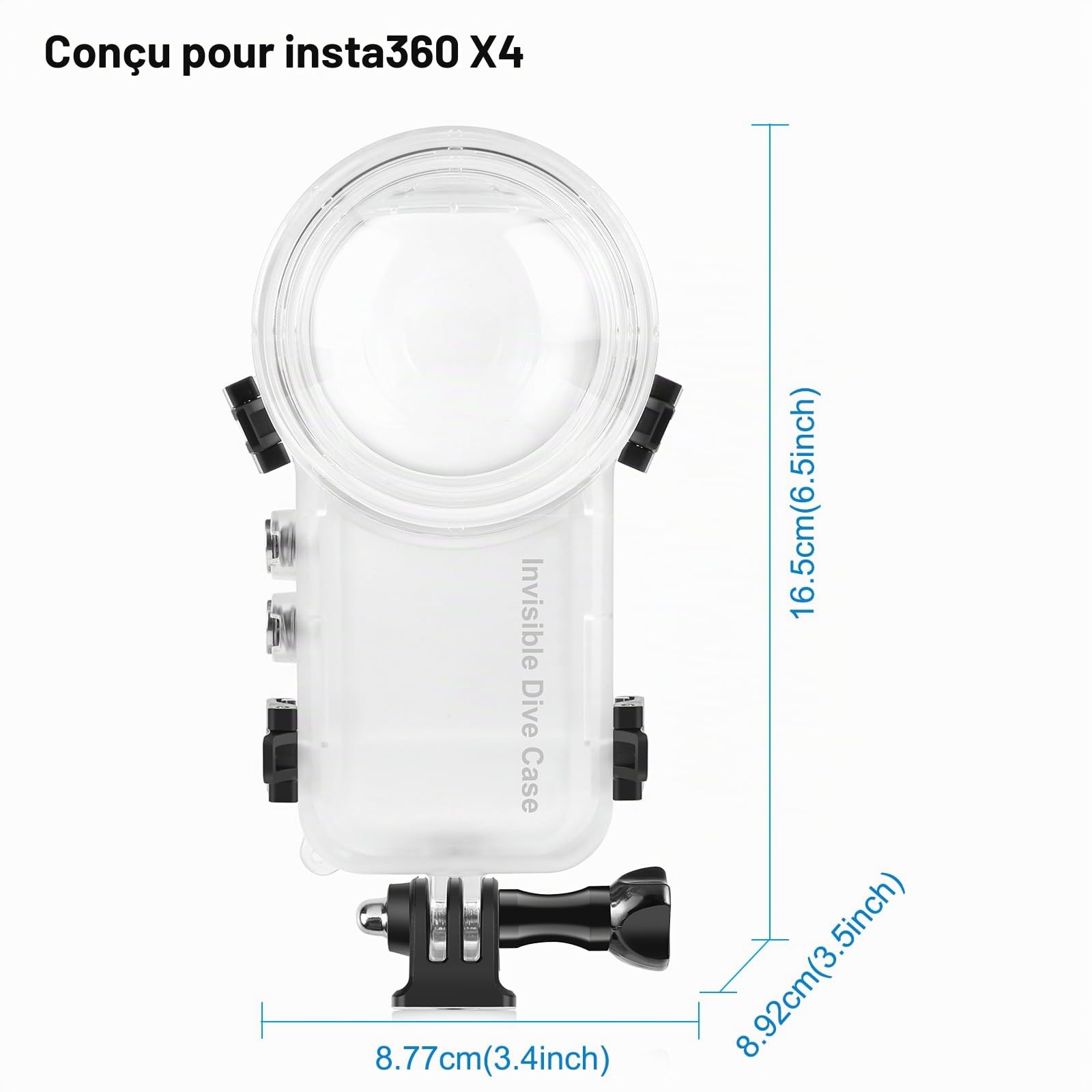 PULUZ Étui de plongée étanche pour Insta360 X4, 50 m sous l'eau Invisible Appareil Photo pour Insta360 X4, Coque de Protection scellée pour Photographie à 360 degrés