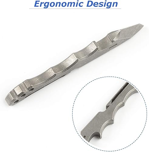 Miniatura 4 de Barra de palanca de titanio EDC multiherramienta con abrebotellas, función de clip para abridor de cajas (gris)