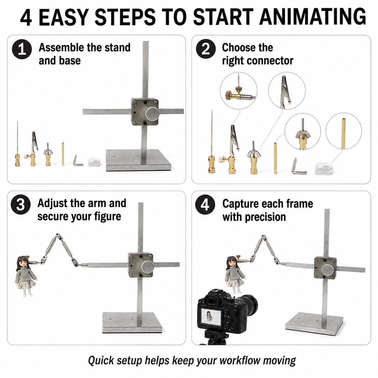 TsoLay Kit di Armature per Stop Motion con 5 Connettori per Animatori, Rigging E Avvolgitore per Animazione Stop Motion, Time-Lapse, Fotografia di Prodotti E Progetti Creativi. 26CM