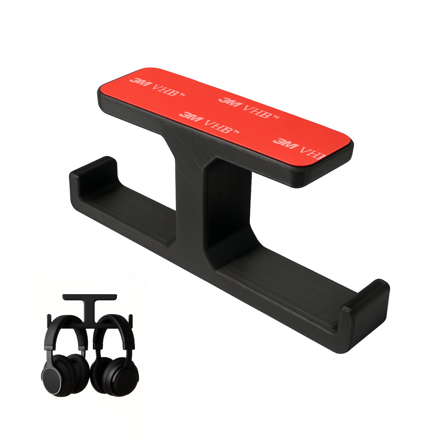 Dual Headphone Stand Under Desk Hanger | Strong 3M VHB Tape & Optional Screw Mount | Universal Holder for Headphones, Gaming Headsets & Accessories | Durable Bioplastic-image-30