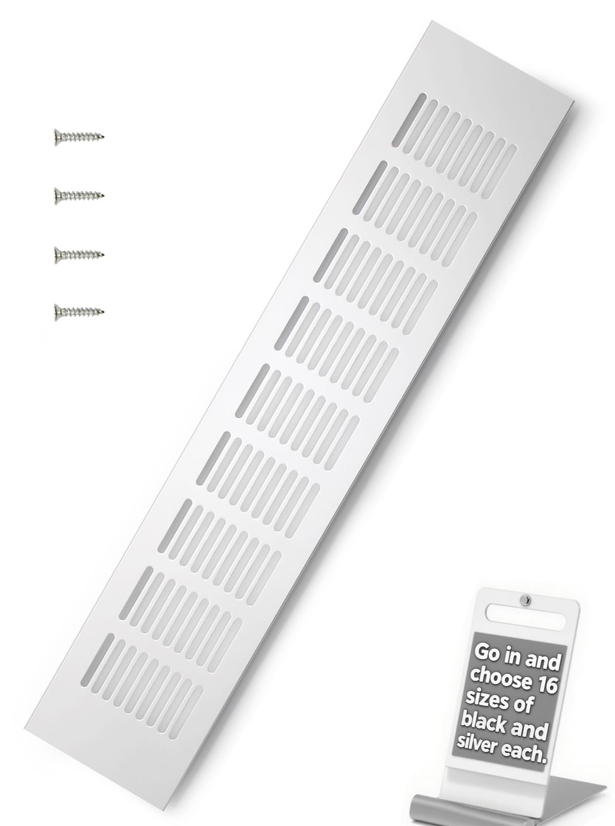 Air Vent Grille Cover Ventilation Grill, 400 mm Silver Square Aluminum Alloy Vent Cover for Cupboard Wardrobe Ventilation