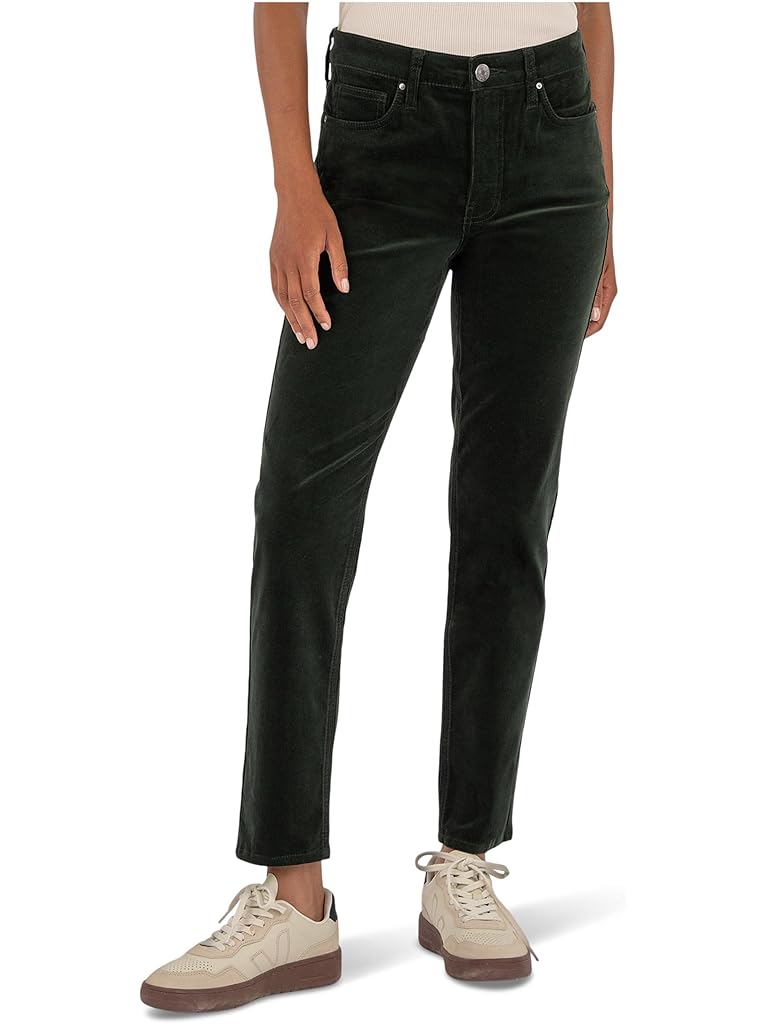Green KUT from the Kloth Petite Rachael High Rise Fab Ab Mom Regular Hem-long