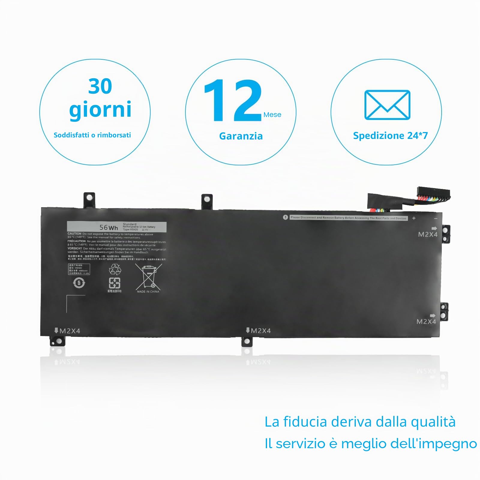 H5H20 Batteria per Dell XPS 15 9550 9560 9570 7590 Series per Dell Precision 5530 5510 5520 5540 Series V0GMT HSH20 M7R96 TJDRR 5D91C 5041C 05041C 62MJV 062MJV 0RRCGW 451-BCBT [56Wh ]