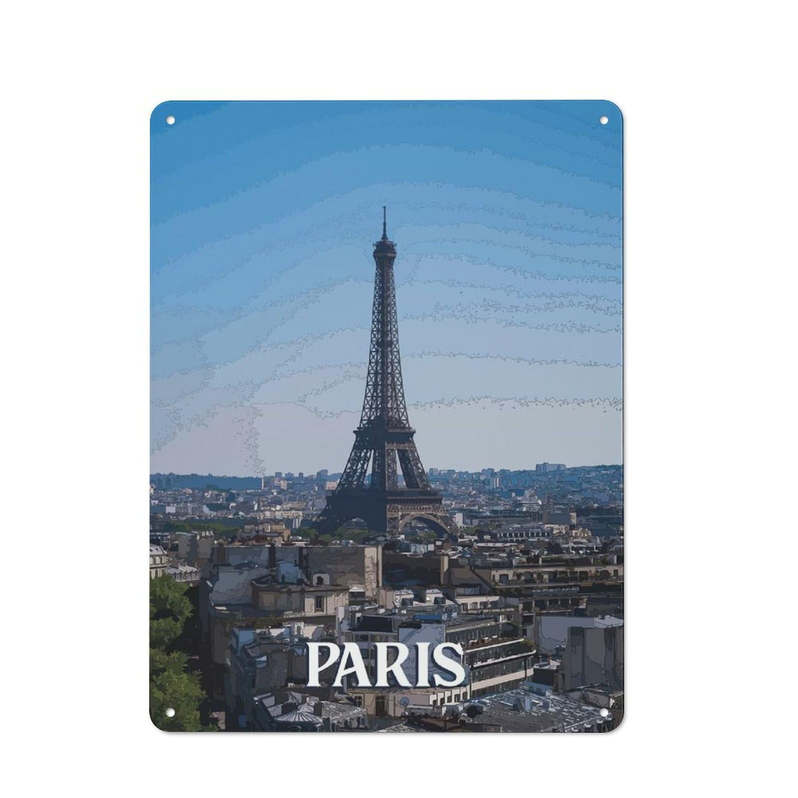 Junmoney Style-12 Retro-Style Metal Sign 40X30cm Featuring Paris For Garage Wall, For Vintage Wall Decor Fans, For Metal Sign Collectors
