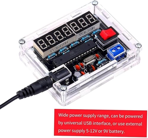 Risegun 0.45Hz-10MHz Frequenzmesser, VR Frequenzband Frequenzmesser Automatischer Bereichsumwandlungs mit Gehäuse DIY Kit, 0,000001 Hz 7-Bit Präzisionsauflösung