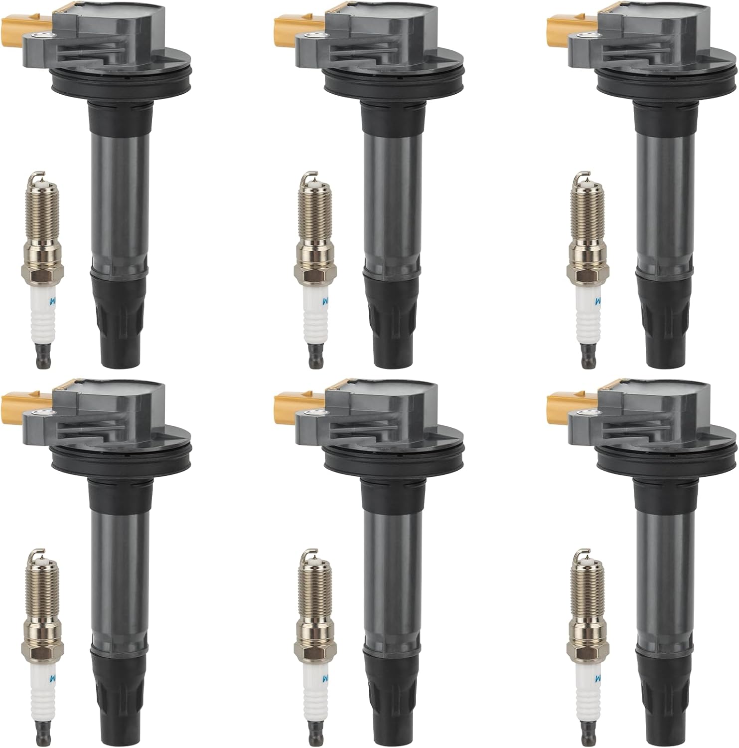 6pcs UF646 Ignition Coil Packs and Spark Plugs Compatible with Ecoboost 2011-2020 Ford F-150 Expedition Explorer Flex Taurus Transit, Lincoln MKS MKT Navigator, 3.5L V6, Replaces DG549
