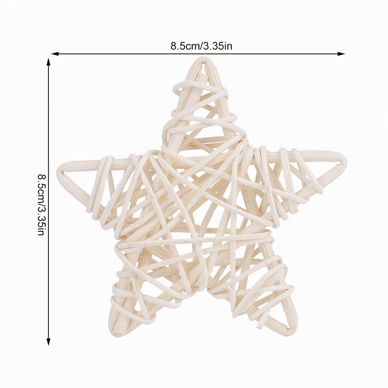 12 Pezzi Stelle In Rattan Fai Da Te, 8.5 Cm Palline In Rattan A Forma Di Stella Decorazione Di Palline Di Rattan A Stella Per Matrimoni Tavoli Albero Di Natale Casa Giardino Bianco(01)