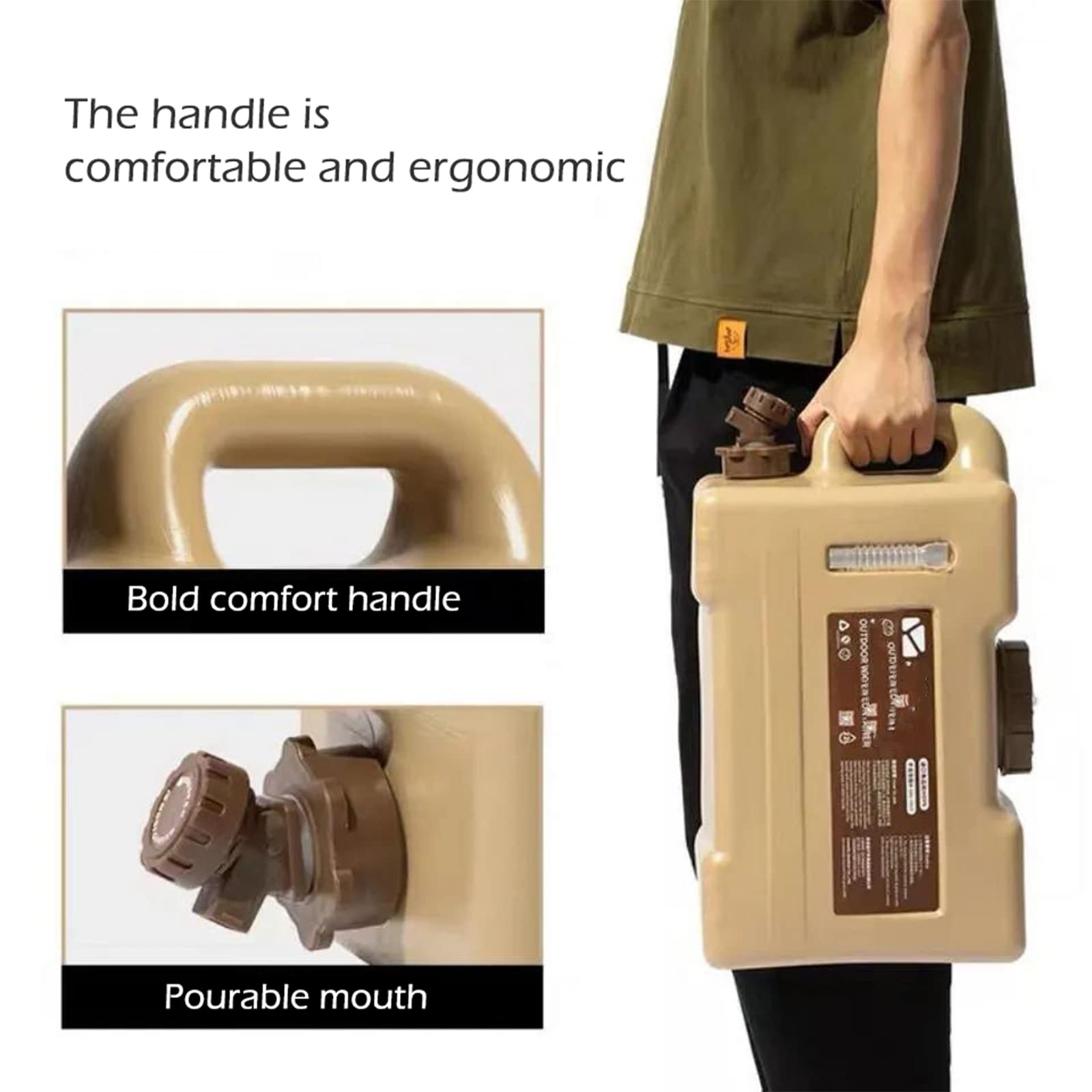 Cubo de Agua para Exteriores de PC de Grado Alimenticio de 13L/22L, Contenedor de Agua Embotellada con Asa y Grifo para Acampar, Pícnic, Senderismo, Beber al Aire Libre