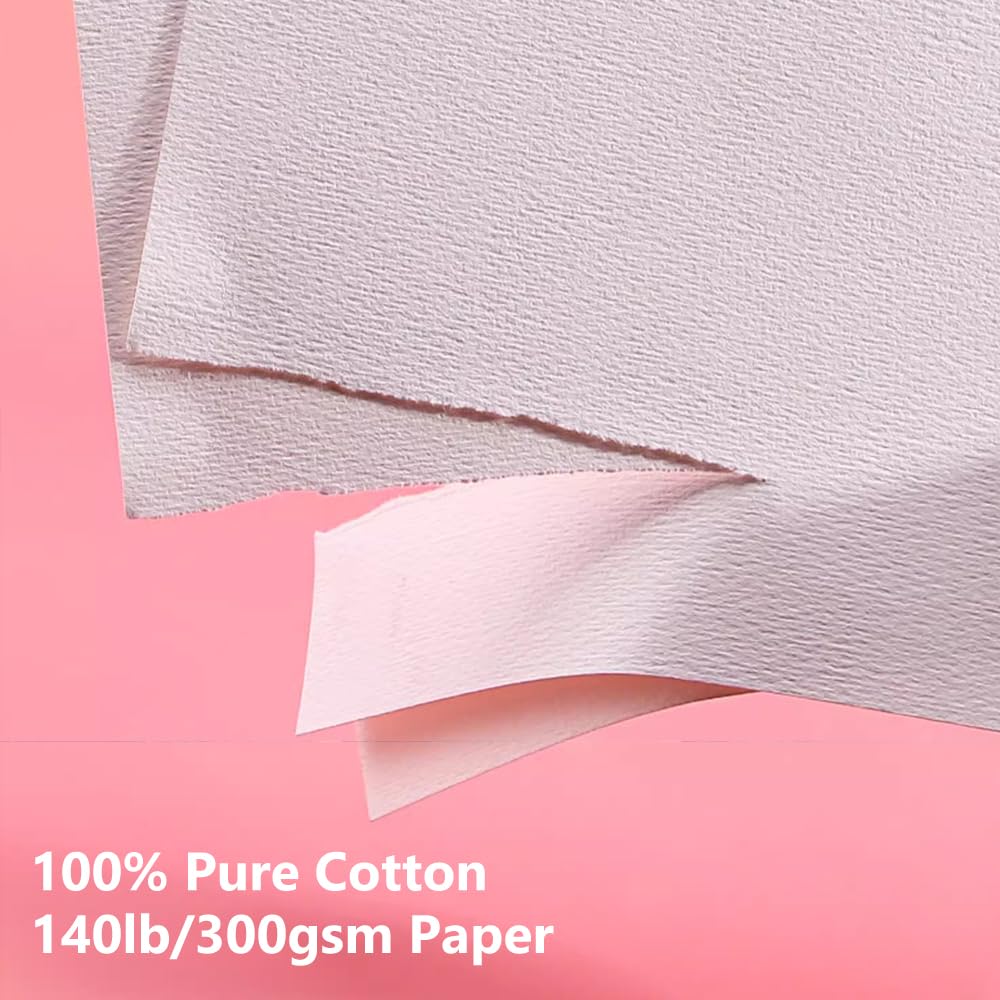 Potentate Baumwoll-Aquarellpapierblock, strukturierte Oberfläche, Aquarellpapierblock, 300 g/m², 20 Blatt zum Malen und Zeichnen, nasses, gemischtes Künstler-Malbuch (raue Körnung)