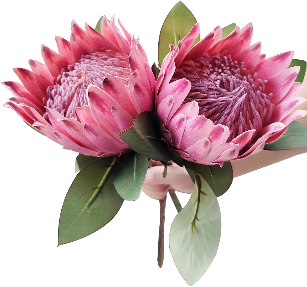 2 Pcs 21.65 Inch Big Artificial The King Protea Flowers Protea Cynaroides Artificial Flowers for Home Garden Wedding Party Office Decor (Rose Red)