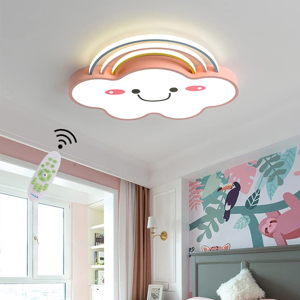 Led シーリングライト 子供部屋 ライト 幼稚園 天井ランプ男の子女の子寝室 在庫あり 即納 ランプ 調光可能リモコン付き クリエイティブ モダン北欧 目の保護アクリルランプシェードシャンデリア装飾 スマイリ天井ライト 常夜灯 可愛い雲 和室インテリア照明 高い6cm