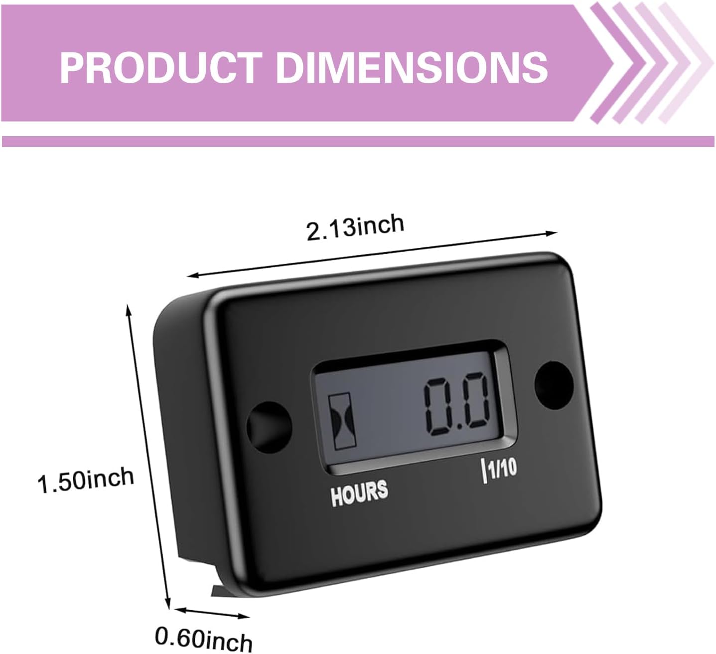 Inductive Hour Meter, IP68 Waterproof Digital Counter with LCD Display, Mini Hr Meters, for Lawn Mower Pressure Washer Marine ATV Boat Outboard Motor Dirt Bike Motorcycle (Black #02)