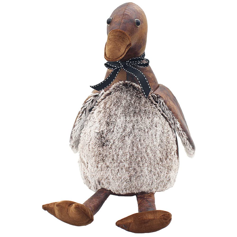 Faux Leather Duck Design Doorstop | Brown