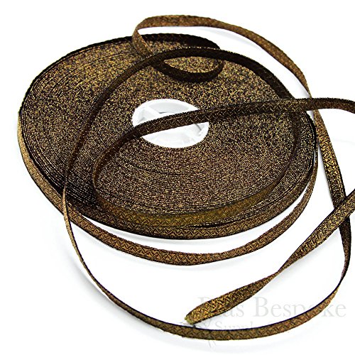 Riva Narrow Antique Brass Bullion Braid Trim with Chevron Pattern: 27 Yard Roll