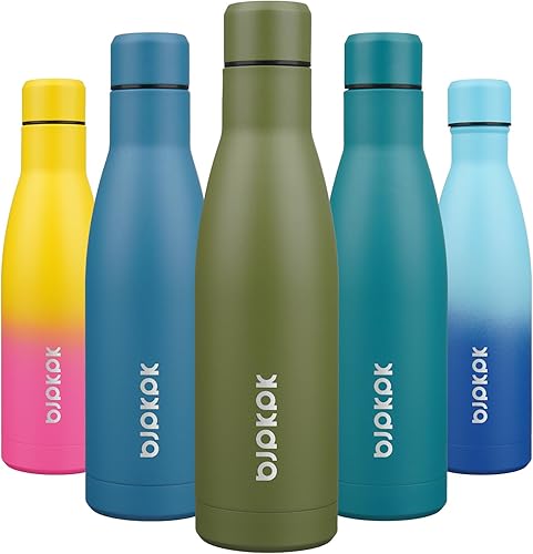 Miniatura 84 de BJPKPK Botellas de agua aisladas de 17 onzas, botellas de agua deportivas de acero inoxidable que mantienen el frío y el calor para viajes, aptas