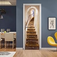 Vista 152 de 3D Pegatina de pared adhesiva para puerta - Poster de película de escaleras antiguas Premium PVC impermeable para pared de dormitorio y sala