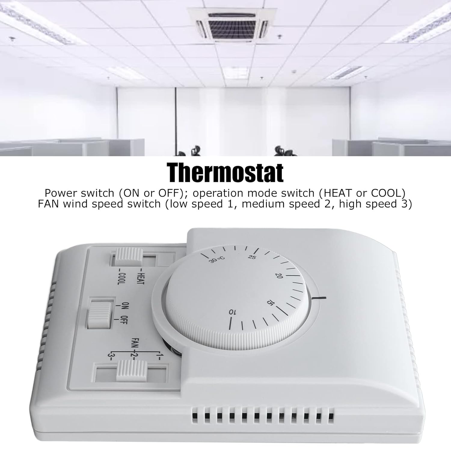 5pcs Central Air Conditioning Thermostat Fan Coil Temperature Controller 2 Way Mechanical Control Switch for Commercial Civil Buildings Terminal Motor Water Valve