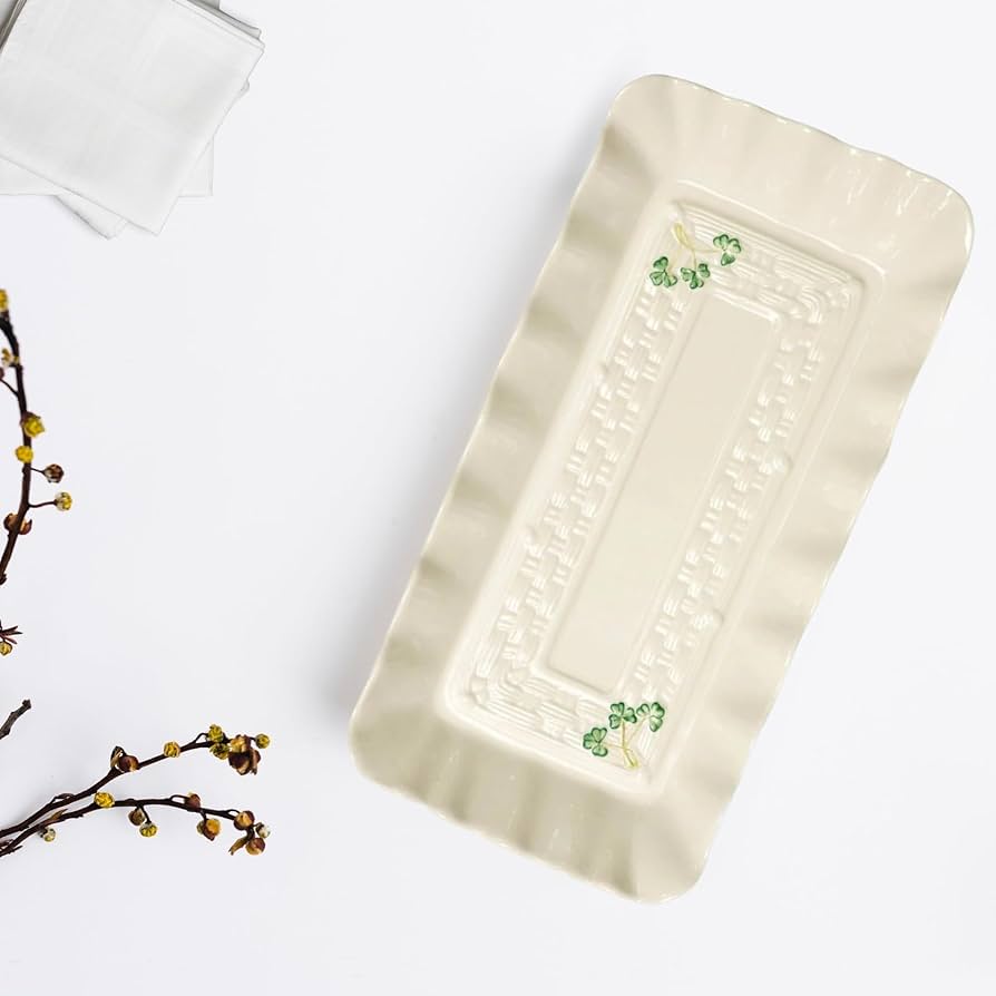 Amazon.com | Belleek Shamrock Tray - Fine Parian China White