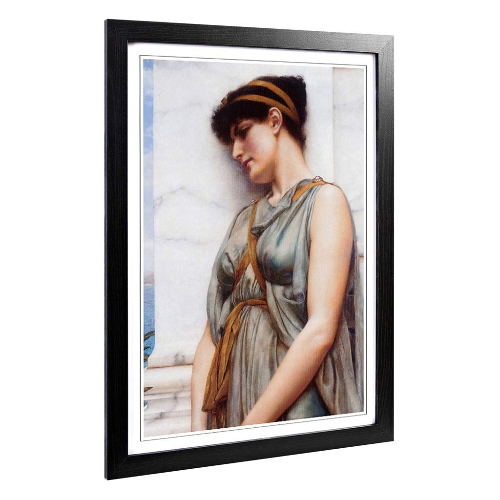 Big Box Art Framed Print of John William Godward Pompeian Girl Design | Wall Art Picture | Home Decor for Kitchen, Living Room, Bedroom, Hallway, Black, A2 / 24.5x18 Inch / 62x45cm