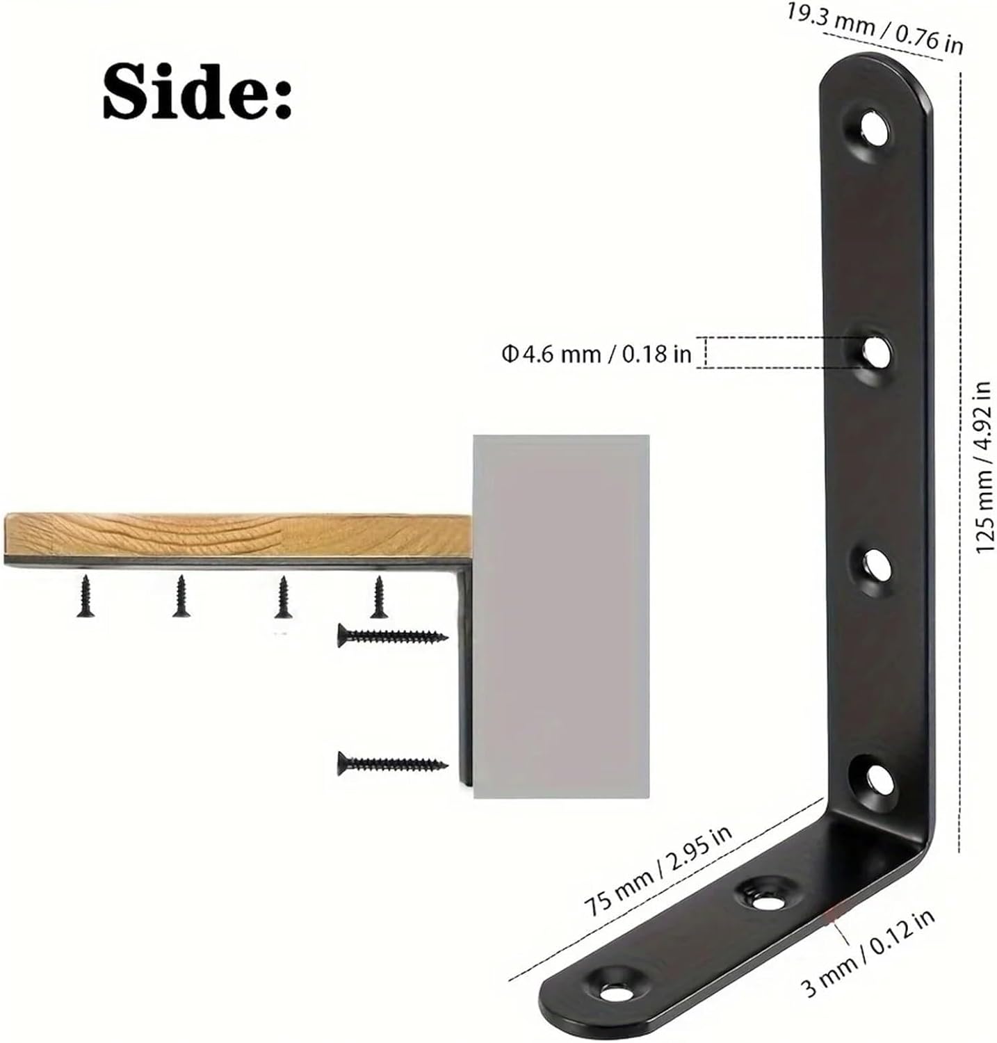 4pcs Floating Shelf Brackets with Screws Wall Hanging Decorative Corner Brace for Home Office Storage