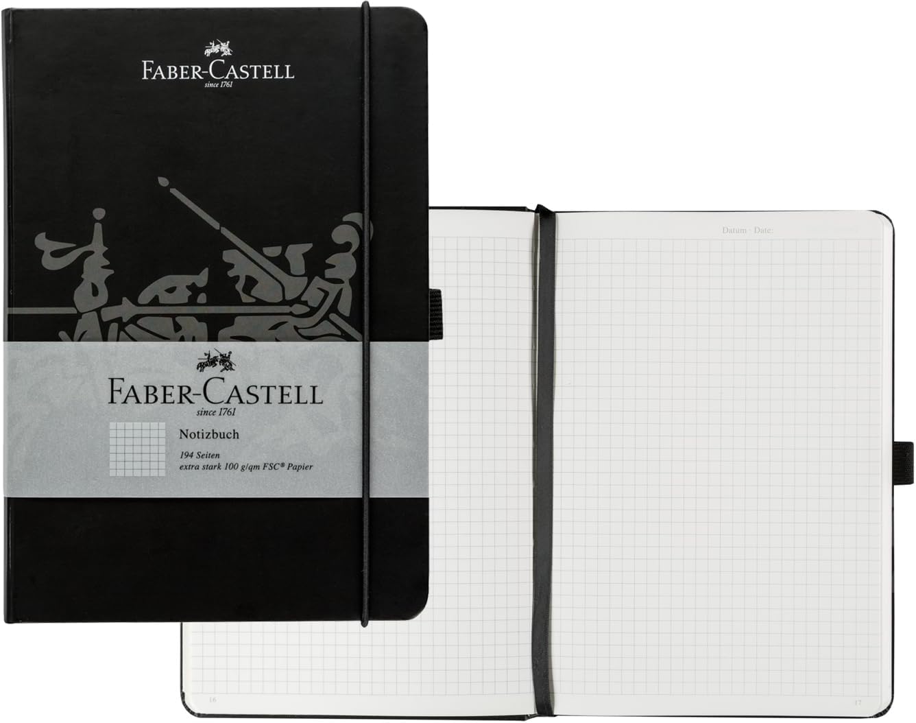Faber-Castell 1 x Notebook, FSC Mix, Squared 145 x 210 mm Black