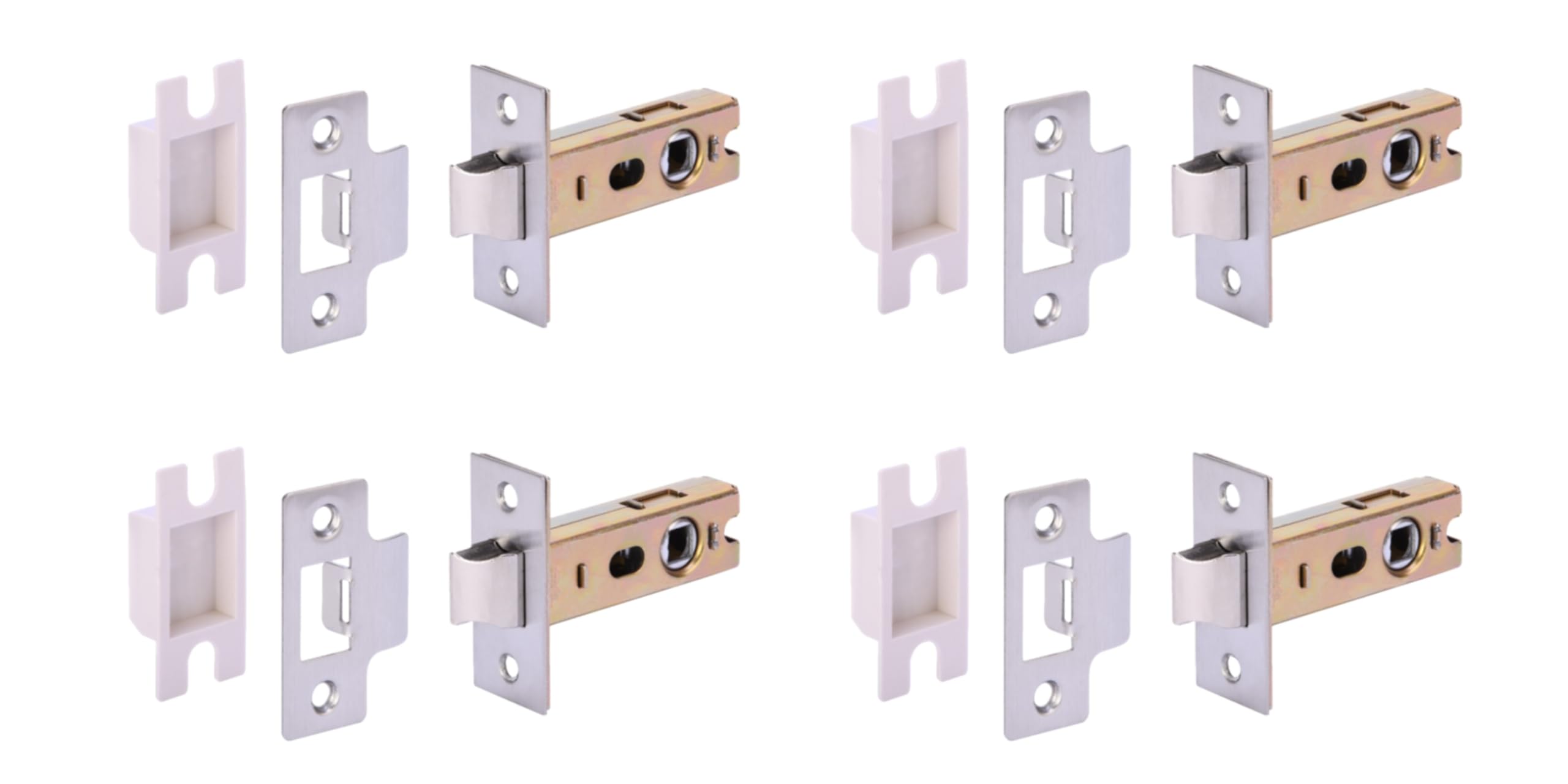 Hunta Satin Stainless Steel Handlezone® 4 Pack 65Mm (2 1/2 Inch) Premium Tubular Mortice Latch, Catch - 45Mm Backset, For Internal Timber Doors