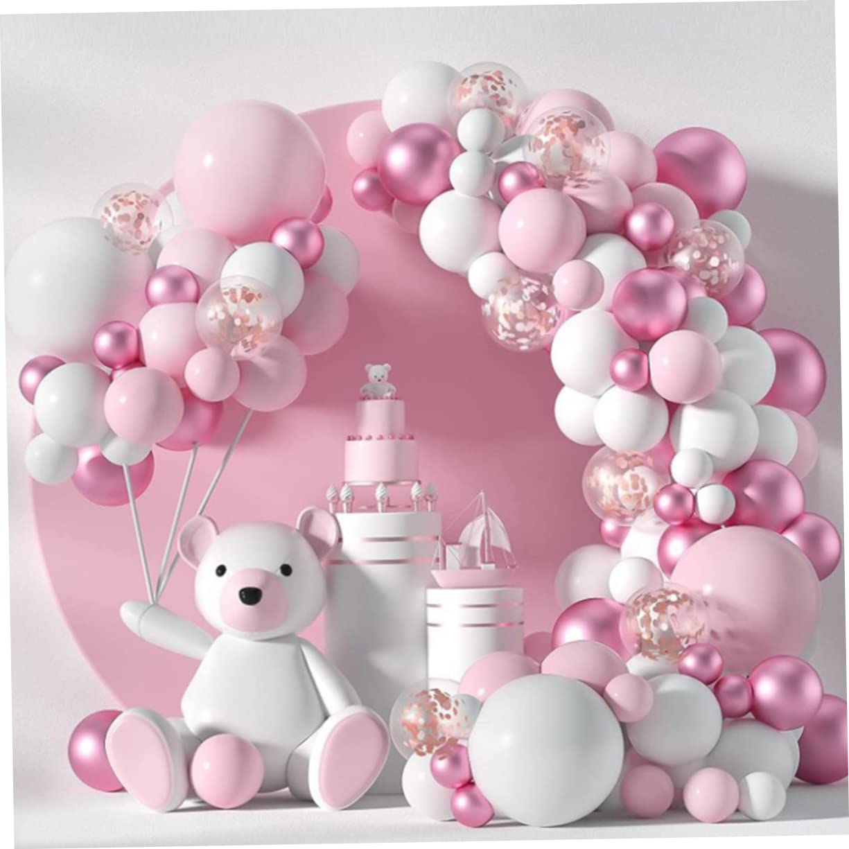 Mikikit Decorazioni Palloncini Rosa Shocking per Compleanno Kit Festa Palloncini per Struttura e Ghirlanda Forniture per Feste per Shower e Matrimoni Realizzate in Lattice Sicuro