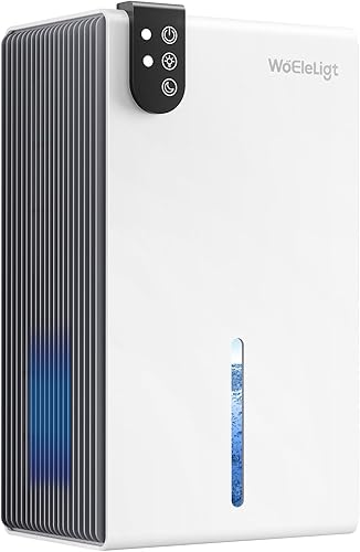 Deshumidificador para el hogar (85 onzas, 1000 pies cuadrados) pequeños deshumidificadores para sótano, apagado automático, modo de sueño, luz de 7