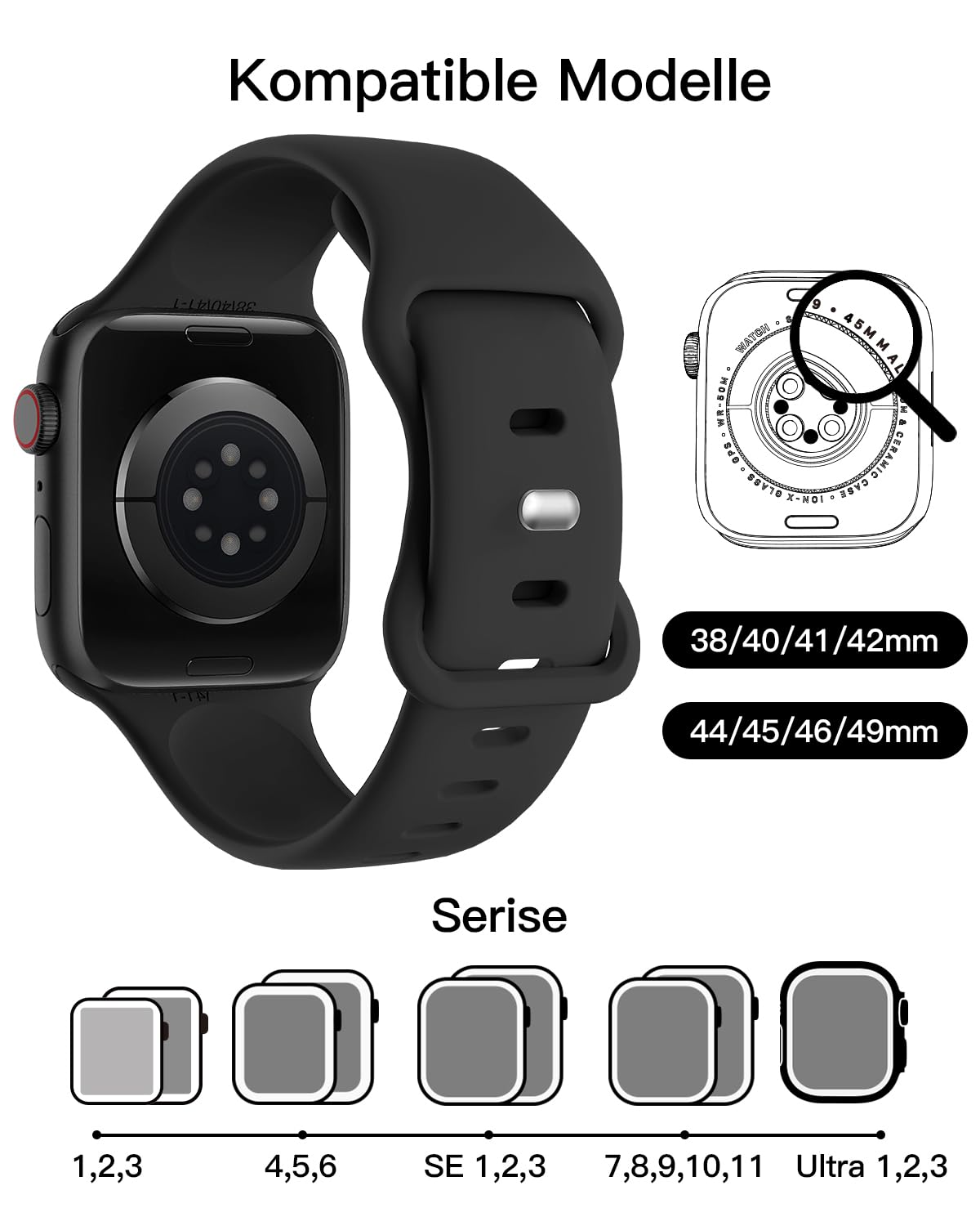 Opatentowana bransoletka zastępcza, kompatybilna ze sportowym Apple Watch