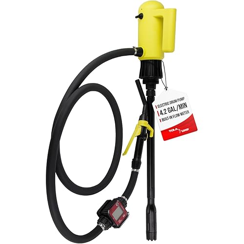 TEAR Adjustable Intake (22.6 to 34-inch) 55 Gallon Drum Pump (4.2 GPM) Electric Barrel With Precise Meter for Diesel/Gas/E85/DEF/Antifreeze/Windshield Washer Fluid
