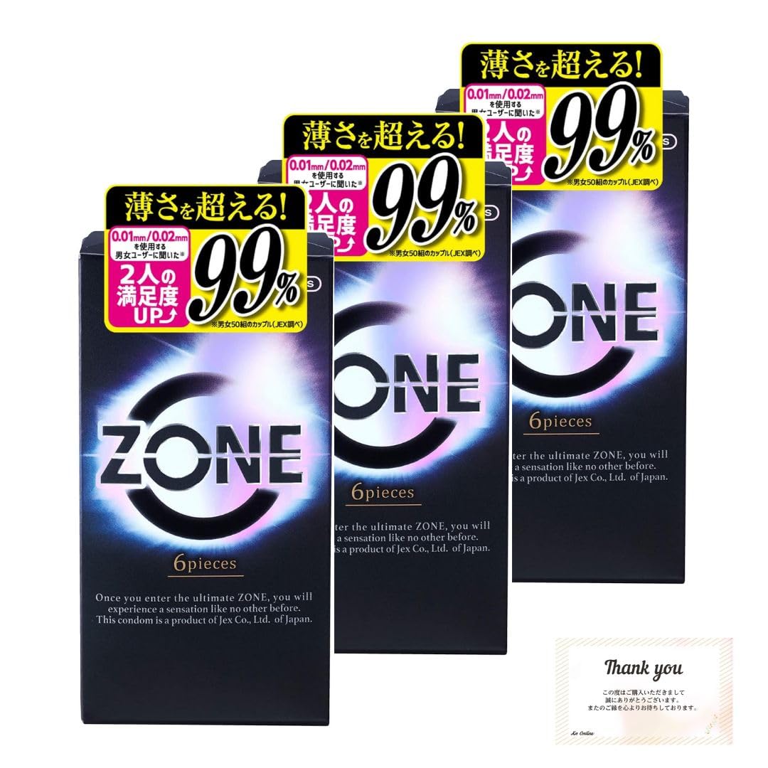 【3個セット】ZONE ゾーン コンドーム ゴム 6個入り × 3個 当店オリジナルサンクスカード付き