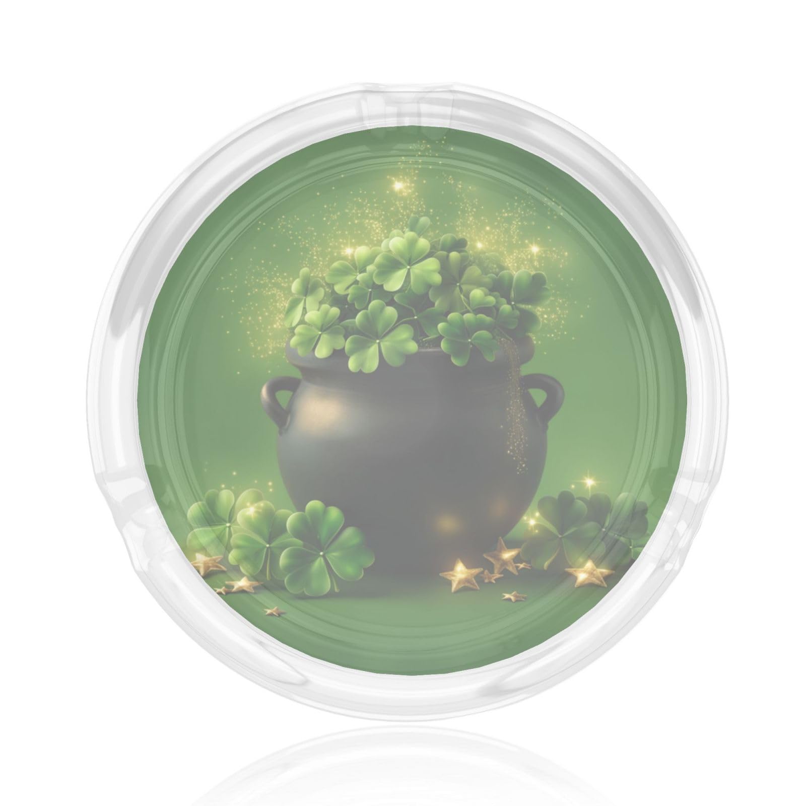 Green Clovers In A Black Pot Glass Ashtray For Cigarettes Ash Trays Case For Home Office Decor