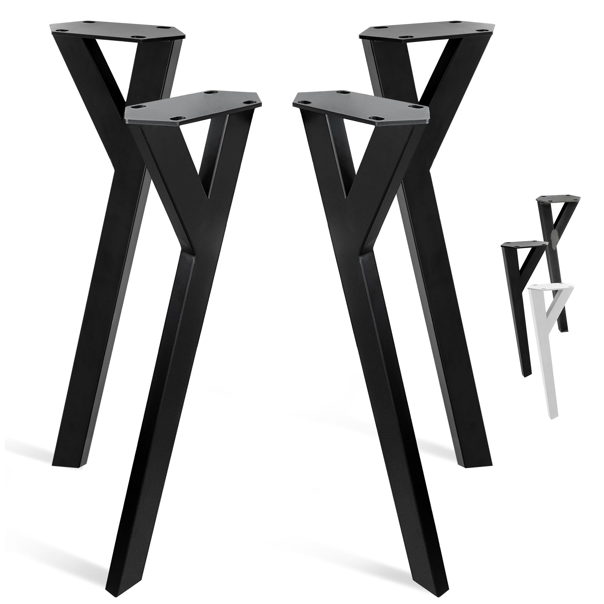Natural Goods Berlin Set di 4 gambe per tavolo Y Legs (Nero, 72 cm) - Gambe per mobili in metallo a forma di Y per il tuo prossimo progetto DIY - Struttura da tavolo a capacità di carico elevata per