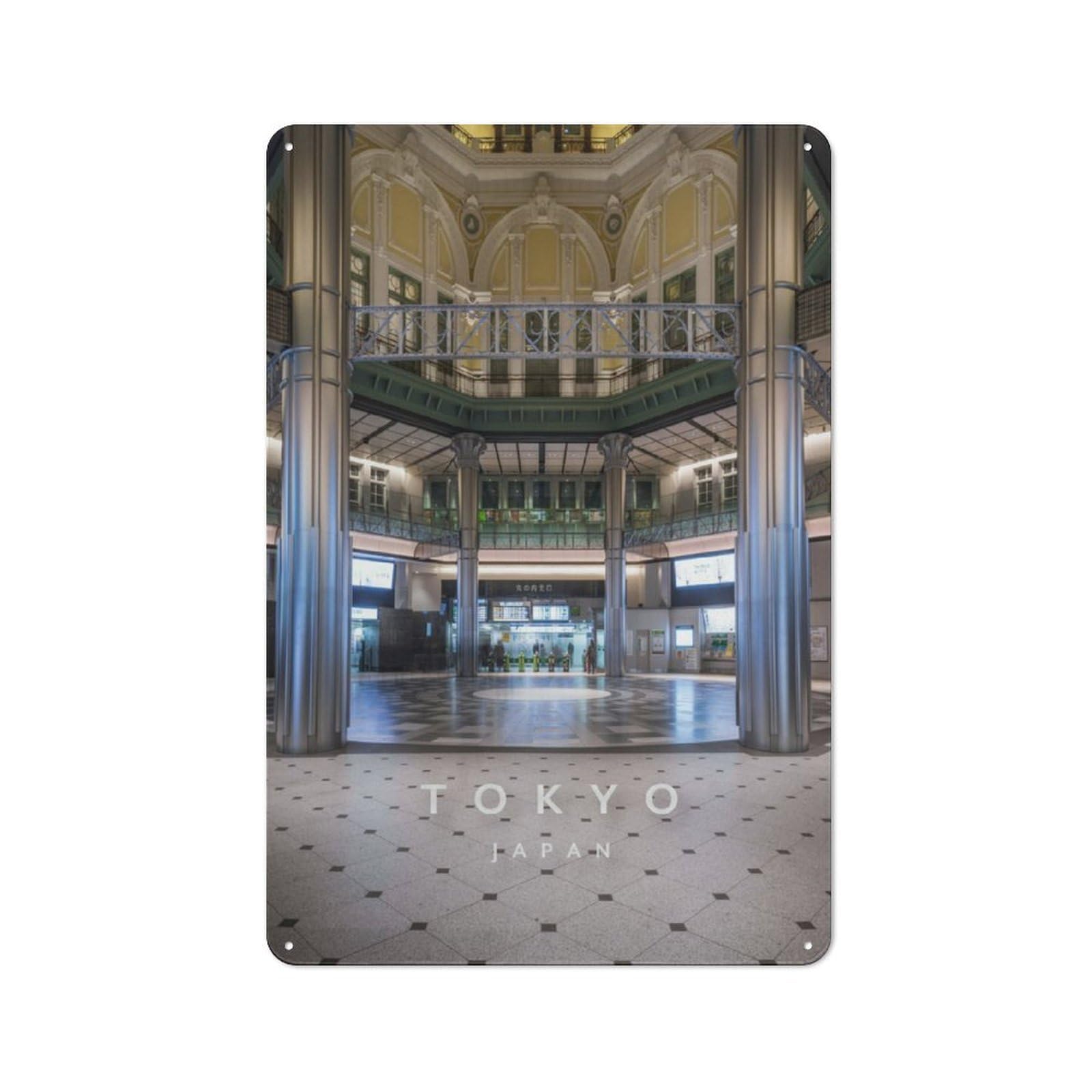 Junmoney Tokyo Station Rustic Metal Sign 30X20cm For Hallway Wall, For Collectors Of Rustic Metal Wall Decor