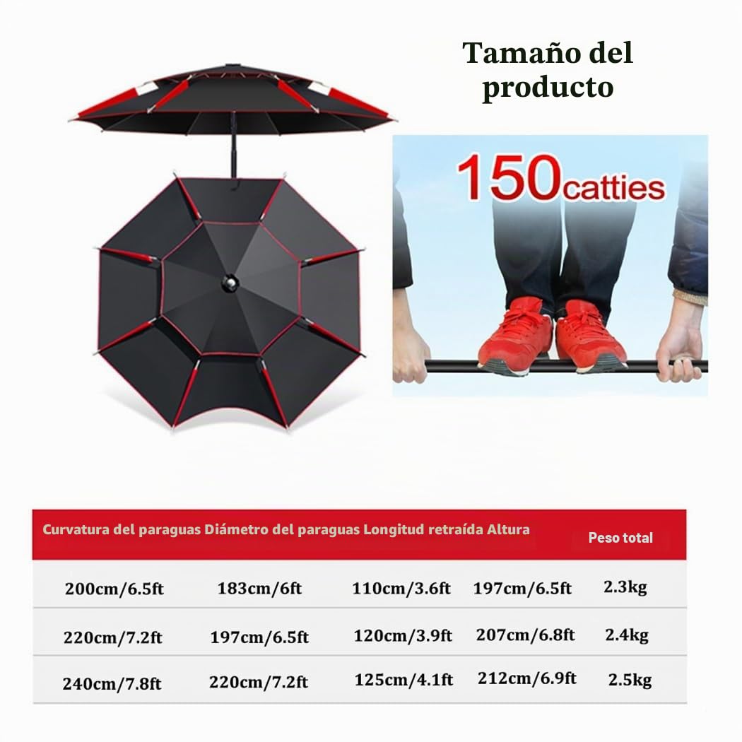 200/220/240cm Sombrilla Antiviento para Jardín, Piscina, Terraza, Parasol De Playa Exteriores, Inclinable, Protección UV Paragua De Pesca Grande(200cm/6.5ft)