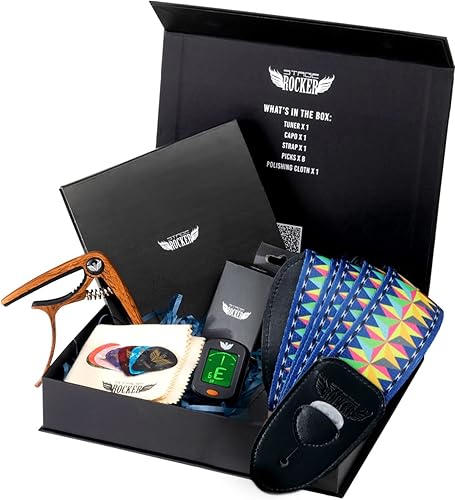 Vista 15 de Stage Rocker Guitar Accessories Gift Box for Acoustic and Electric Guitars, 5-in-1 Essential Gift